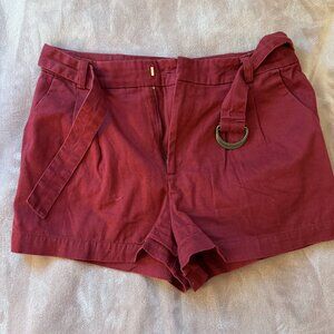 Forever 21 Red Burgundy Rust Shorts with Built in Belt